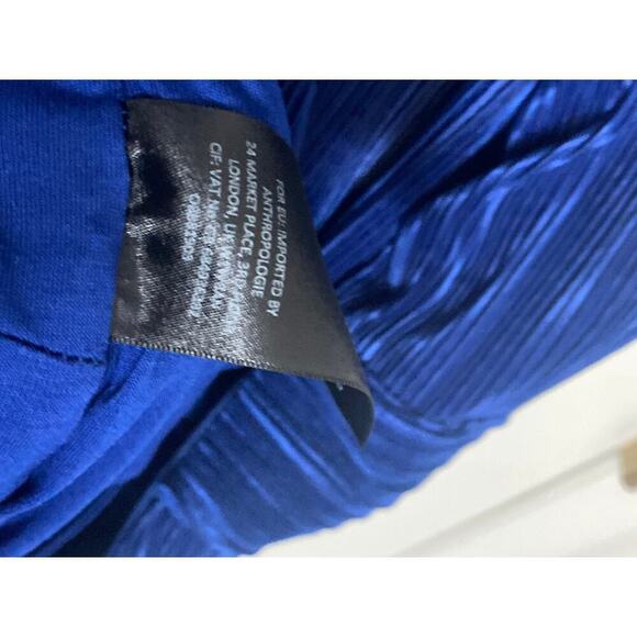 EUC Anthropologie Maeve Sonata Blue Crinkle Shimmer Pantsuit Jumpsuit 4 - Picture 10 of 14